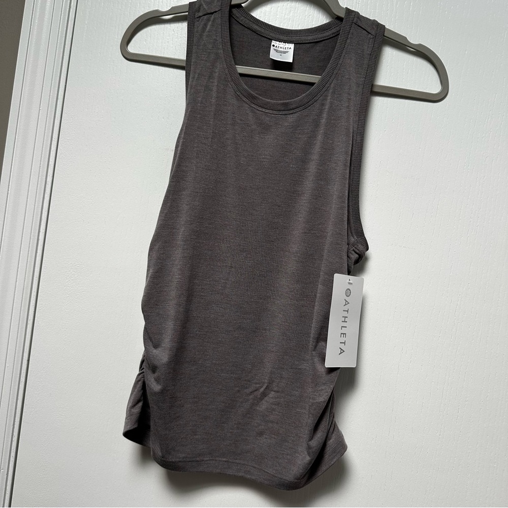 Rouched Essential Slub Tank - Purple/Grey Color - Medium